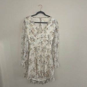 Fanco beige floral backless dress